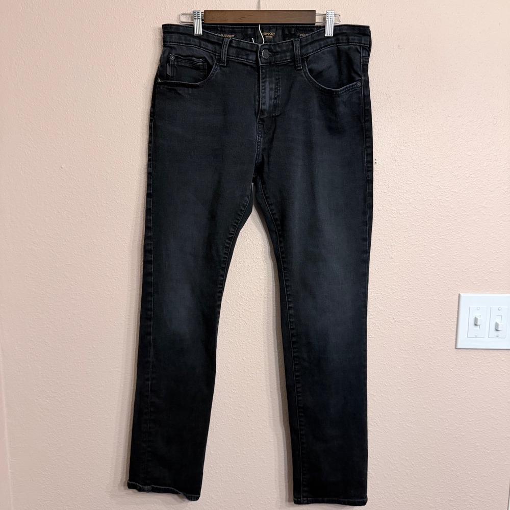 Outpost Makers Mens Slim Straight Black Stretch Jeans OISS252 Size 33x31